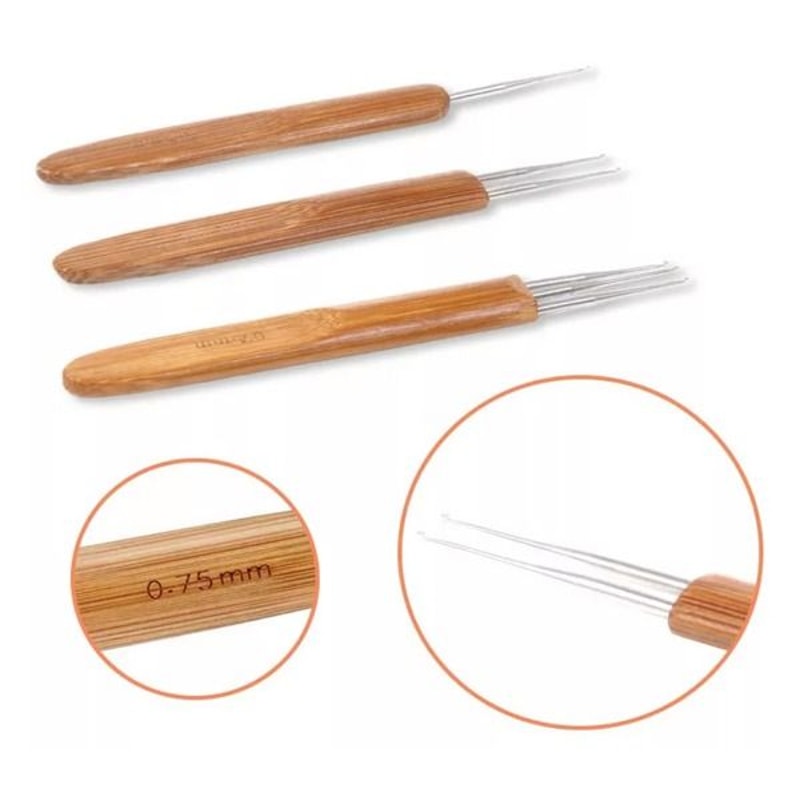 Bamboo Handle Dread Knit Tool DIY Crochet Needle Hook For Hair Braiding Dreadlock Weaving 8