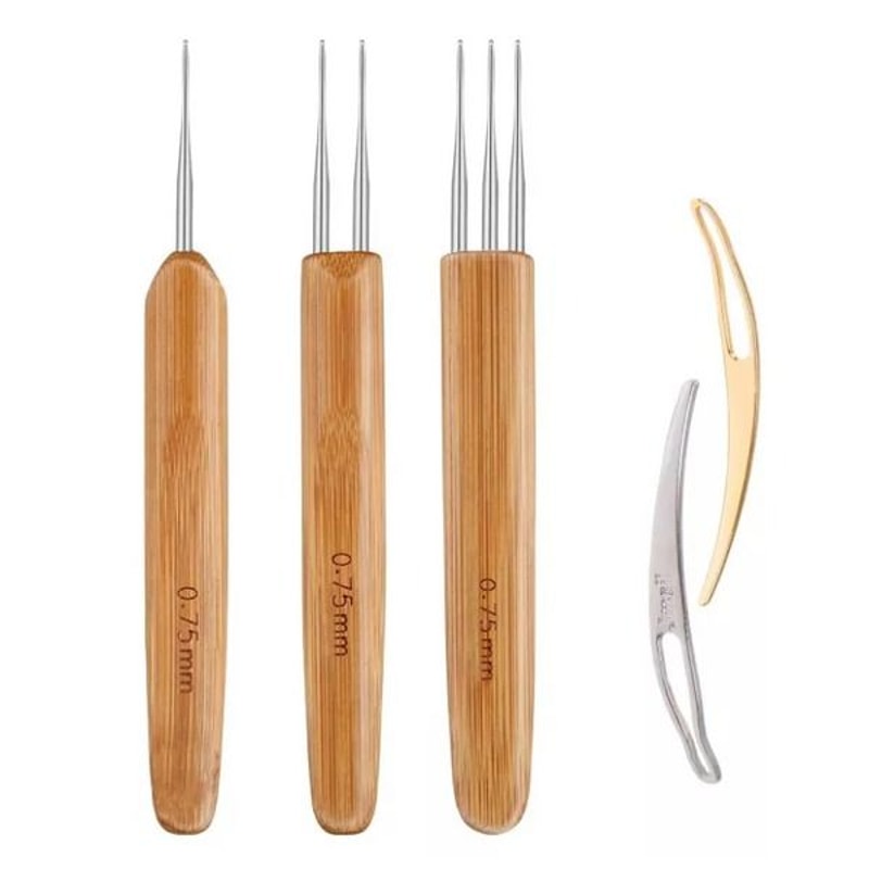 Bamboo Handle Dread Knit Tool DIY Crochet Needle Hook For Hair Braiding Dreadlock Weaving 10