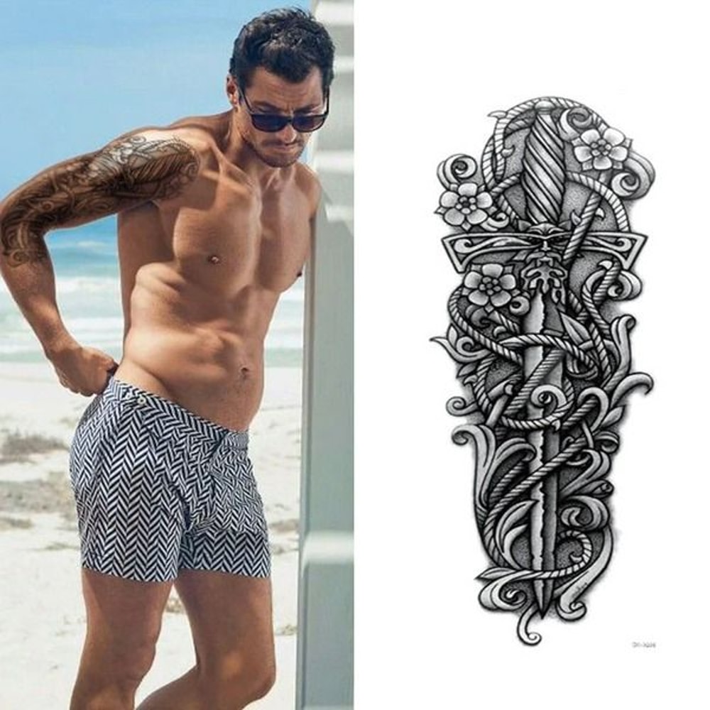 Waterproof Large Temporary Arm Tattoo Sticker Sleeve For Man And Women Perfect For Parties Weddings 1