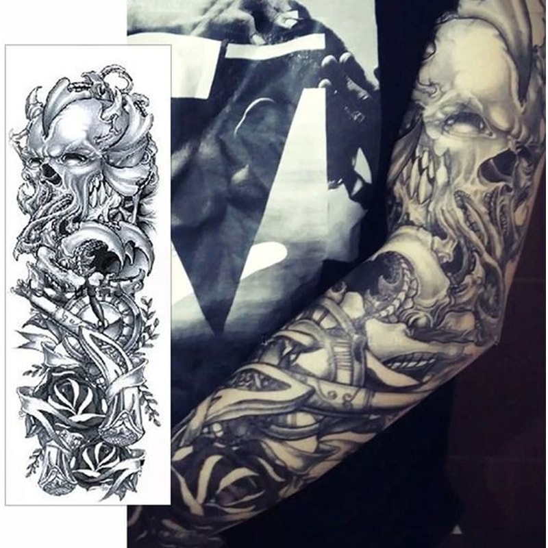 Waterproof Large Temporary Arm Tattoo Sticker Sleeve For Man And Women Perfect For Parties Weddings 3