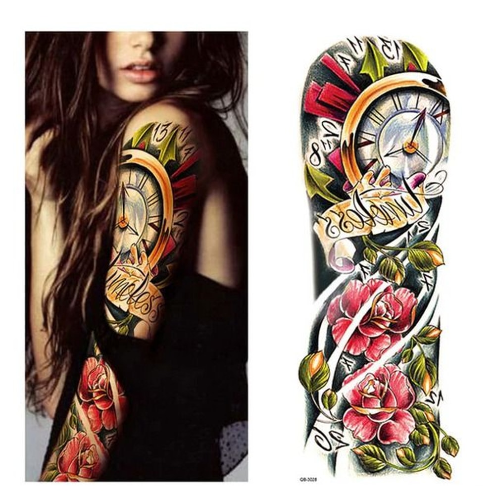 Waterproof Large Temporary Arm Tattoo Sticker Sleeve For Man And Women Perfect For Parties Weddings 0