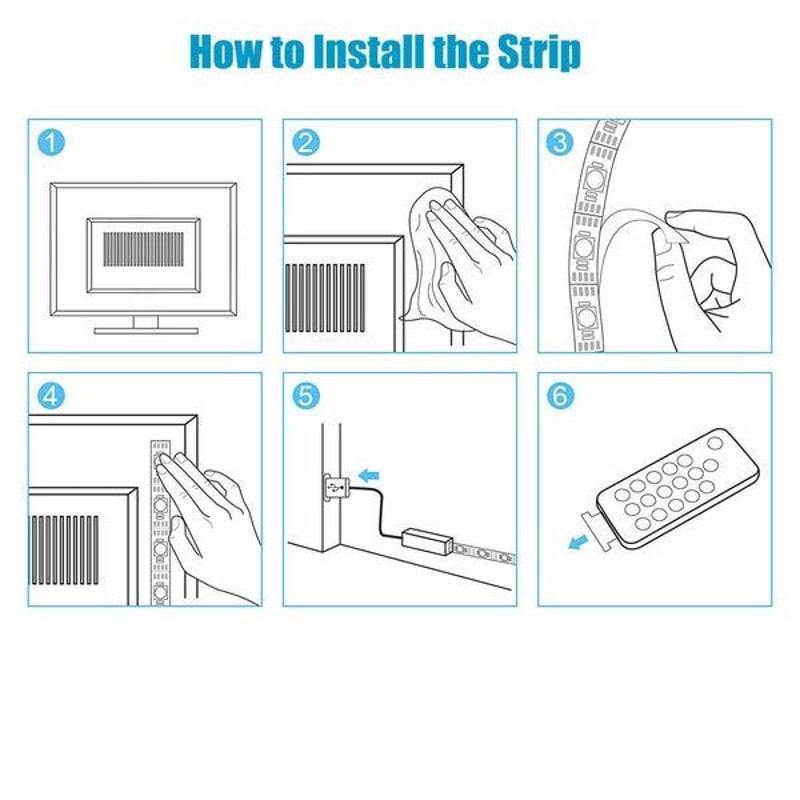 TV Back Light USB LED Strip Lights Colour Changing LED With 24Key Remote Waterproof And Flexible LE 1