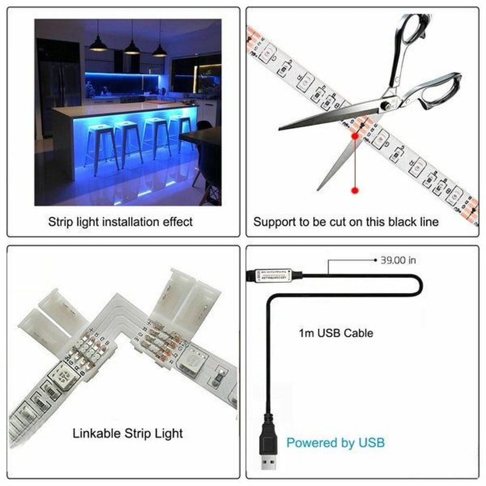 TV Back Light USB LED Strip Lights Colour Changing LED With 24Key Remote Waterproof And Flexible LE 2
