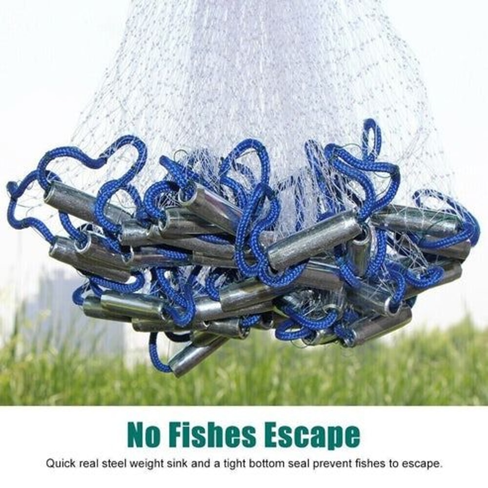 Fishing Cast Net Bait Easy ThrowHand Cast With Strong Nylon Mesh Ideal For Live Bait 12