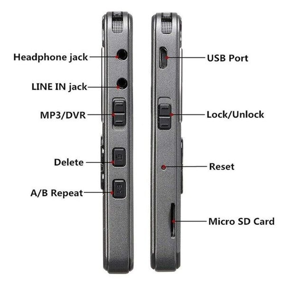 Rechargeable Digital Voice Recorder LCD Screen MP3 Player HighQuality Sound Voice Dictaphone With E 2