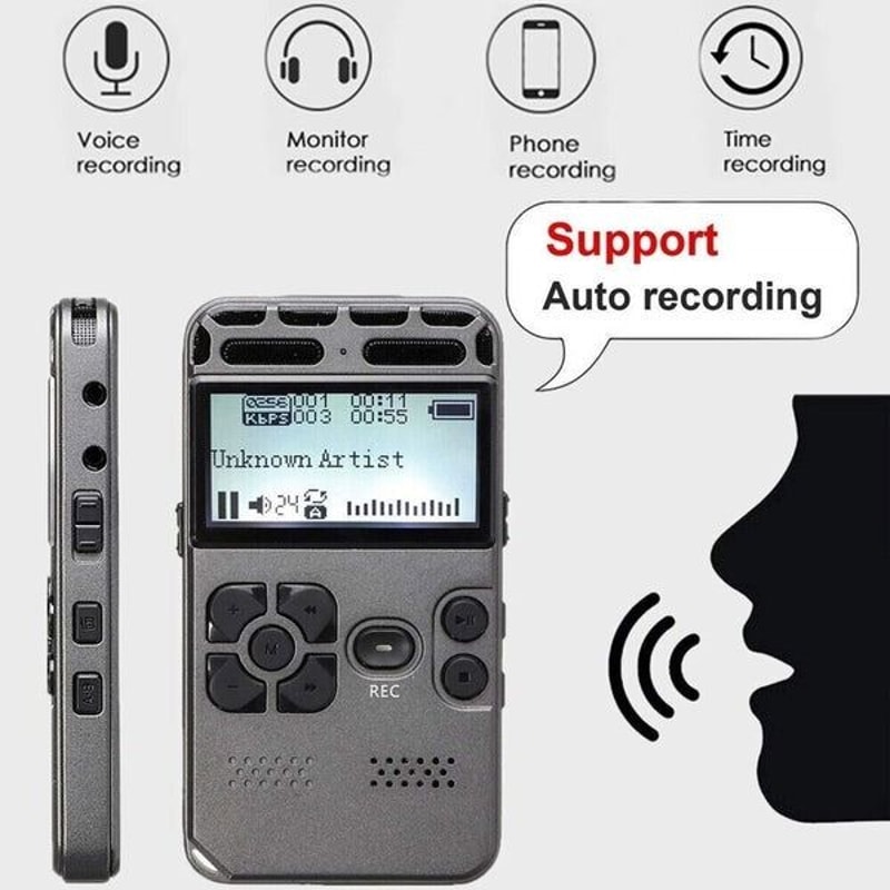Rechargeable Digital Voice Recorder LCD Screen MP3 Player HighQuality Sound Voice Dictaphone With E 8