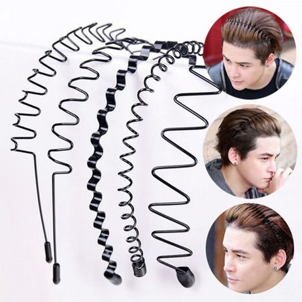 Wave Style Metal Hair Headband Adjustable Sports Hoop Band Comb NonSlip Flexible Perfect For Men W 1