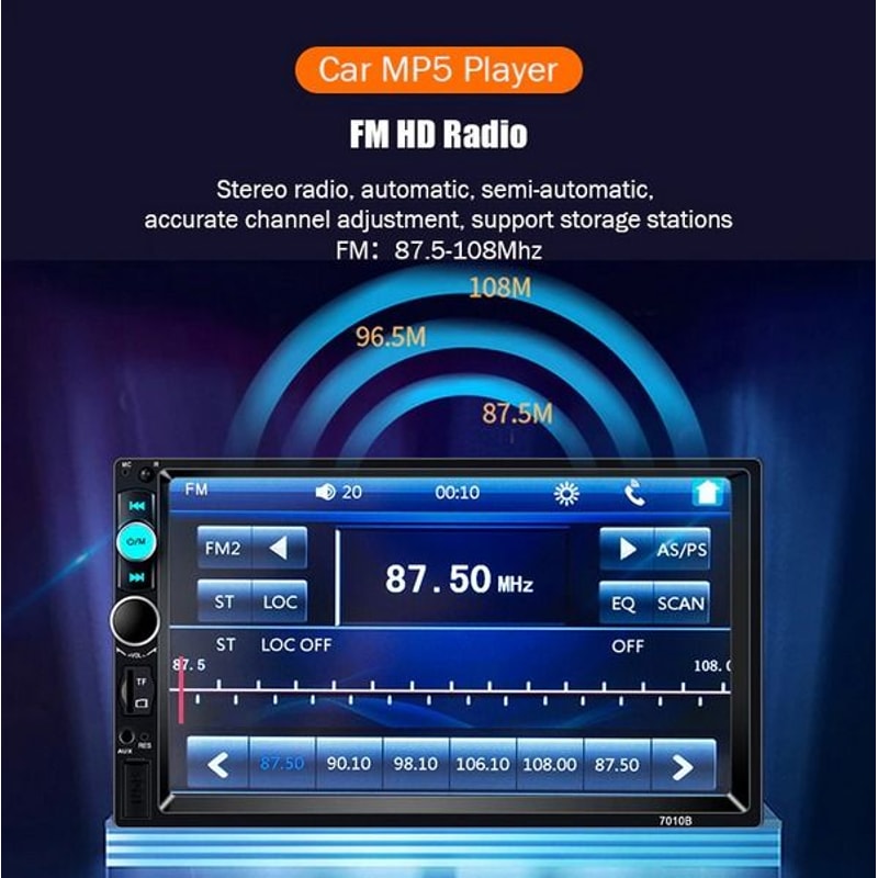 Bluetooth MP5 Car Player Double 2 DIN Touch Screen Stereo HD Radio With Camera HandsFree Steering W 5