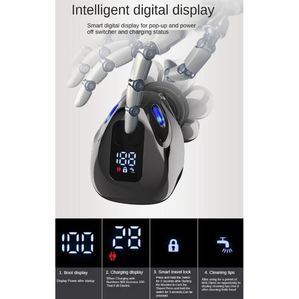 Cordless Shaver For Men Electric Head Razor Wet Dry Fast Charging Facial Trimmer Grooming Kit 17