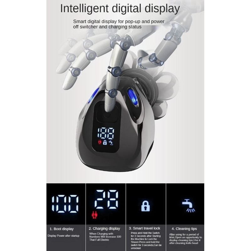 Cordless Shaver For Men Electric Head Razor Wet Dry Fast Charging Facial Trimmer Grooming Kit 17