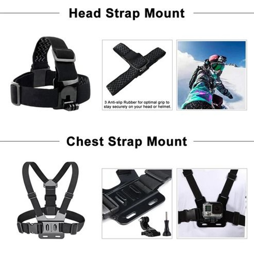 GoPro Hero SJCAM EKEN Accessories Kit Mount Ideal For Vlogging Cycling Skiing And More 6