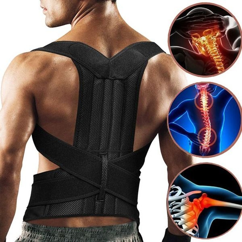 Adjustable Posture Corrector Low Back Support Brace Belt Shoulder Support For Men Women 0