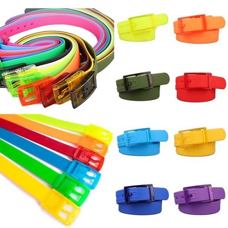 Rubber Plastic Jelly Silicone Belt With Adjustable Cut To Fit Design Waterproof Casual Belt With Bu 16
