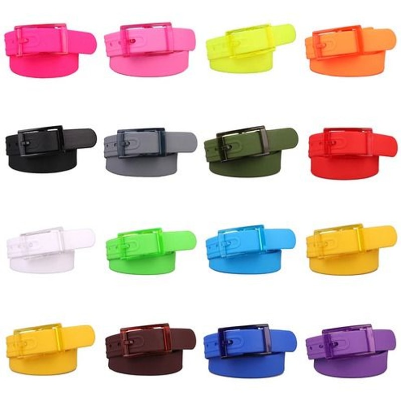 Rubber Plastic Jelly Silicone Belt With Adjustable Cut To Fit Design Waterproof Casual Belt With Bu 19