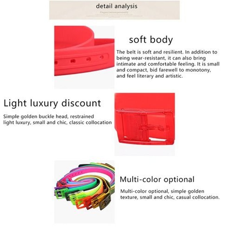 Rubber Plastic Jelly Silicone Belt With Adjustable Cut To Fit Design Waterproof Casual Belt With Bu 15