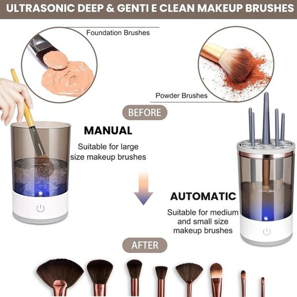 Electric Makeup Brush Cleaner Automatic Brush Cleaning Machine Fast Clean Dryer For Effortless Make 11