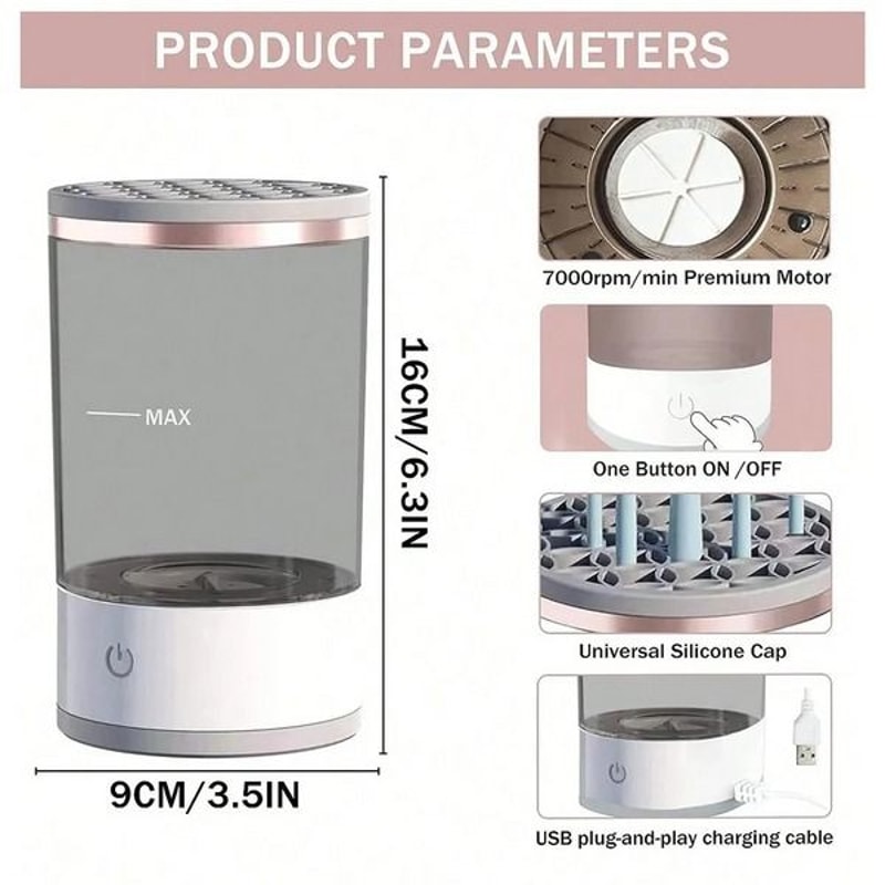 Electric Makeup Brush Cleaner Automatic Brush Cleaning Machine Fast Clean Dryer For Effortless Make 16