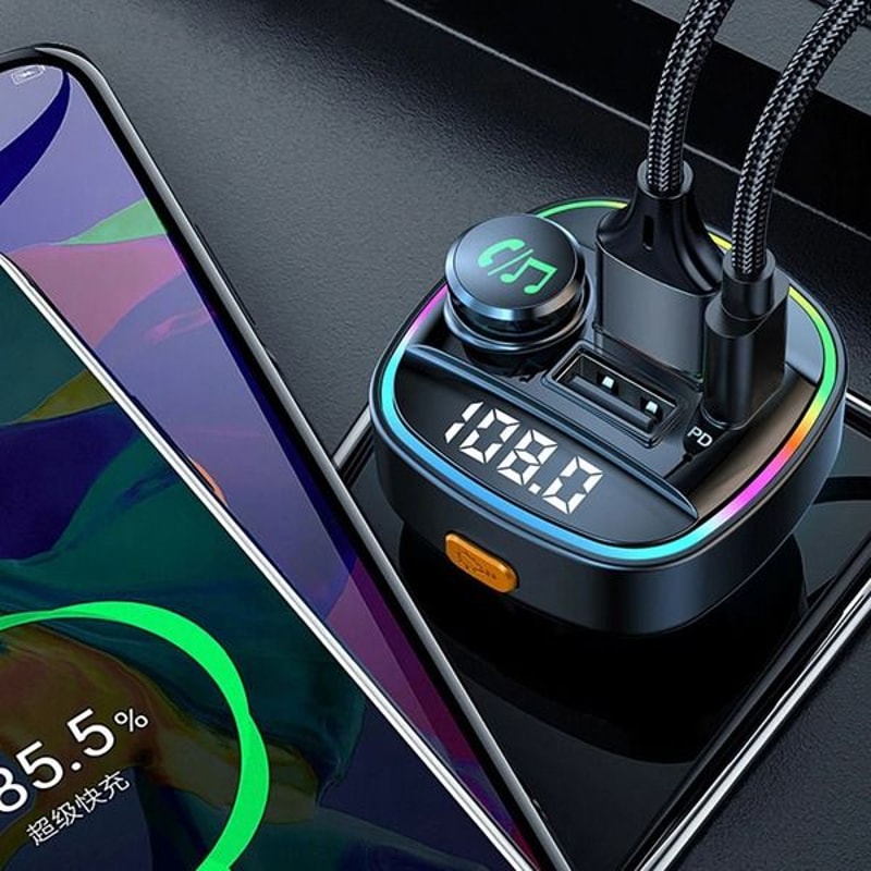 Car Bluetooth Wireless FM Transmitter USB PD Charger AUX HandsFree Car Audio Adapter 10