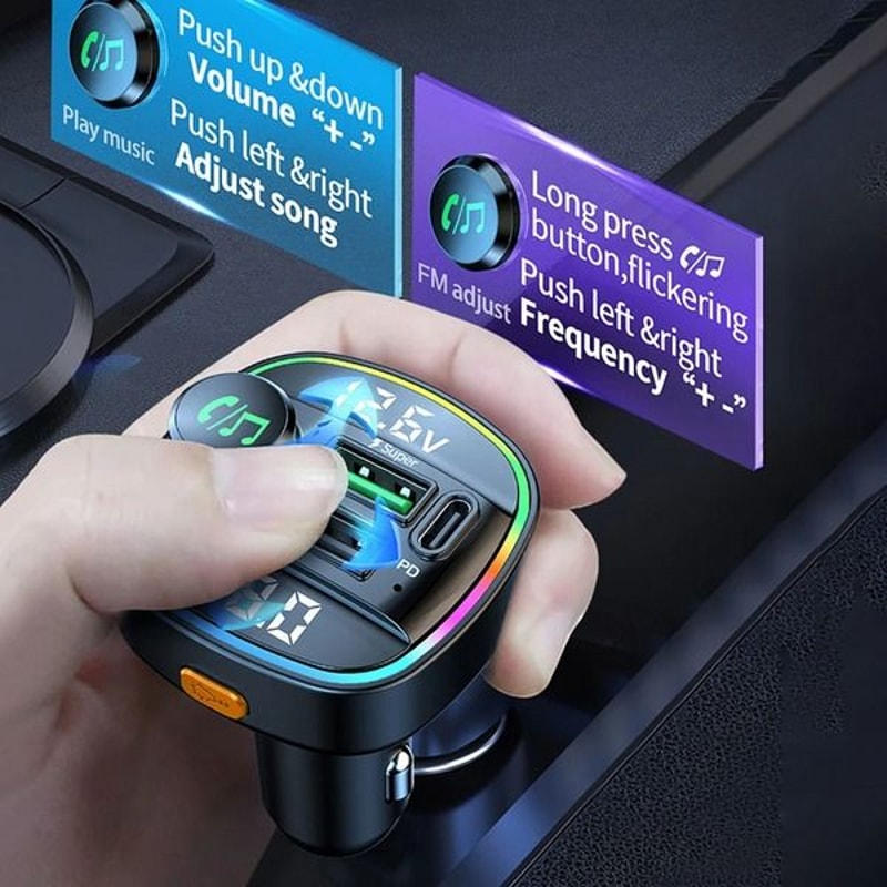 Car Bluetooth Wireless FM Transmitter USB PD Charger AUX HandsFree Car Audio Adapter 11
