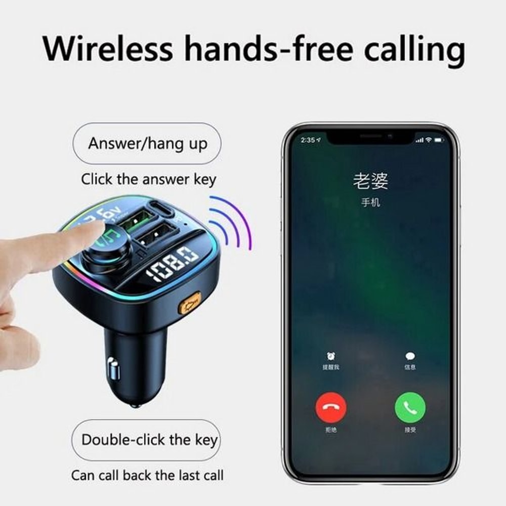 Car Bluetooth Wireless FM Transmitter USB PD Charger AUX HandsFree Car Audio Adapter 13