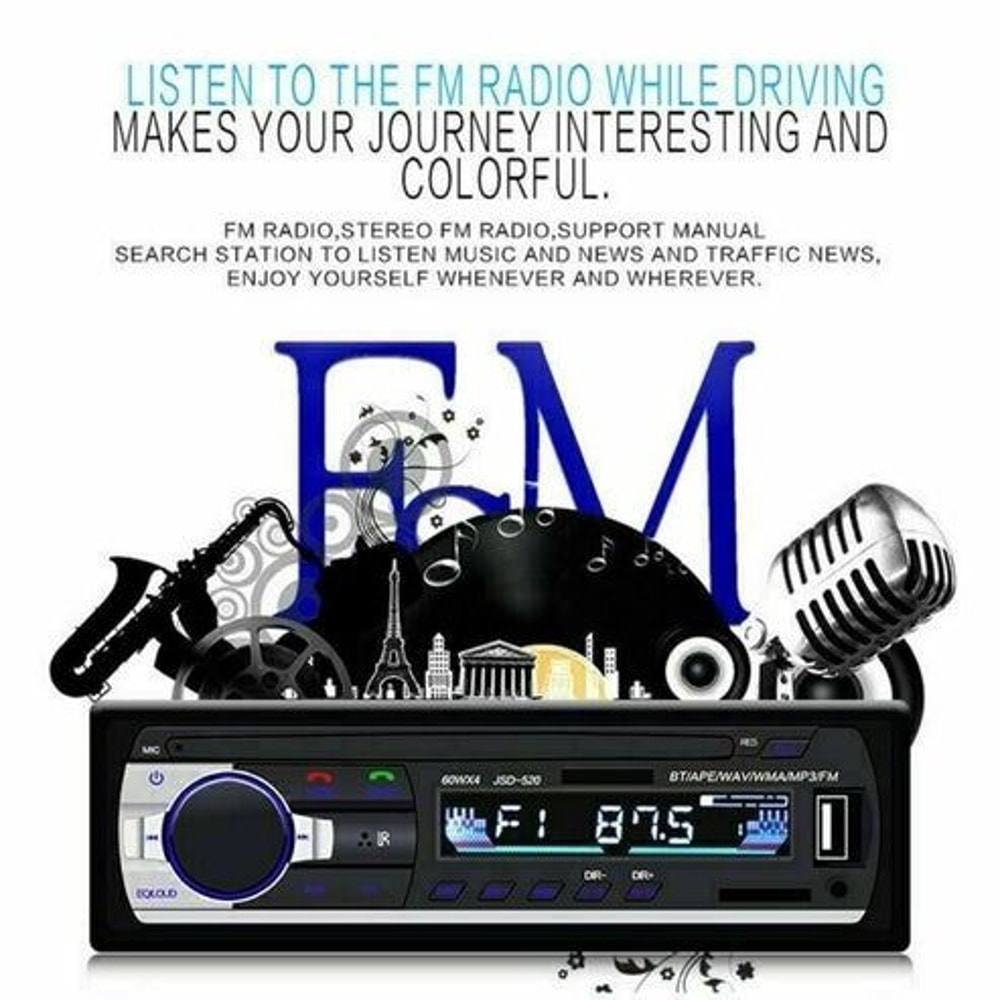 Bluetooth Car Stereo InDash FM Aux Input Receiver MP3 Player USB SD Radio HandsFree Calling High Ou