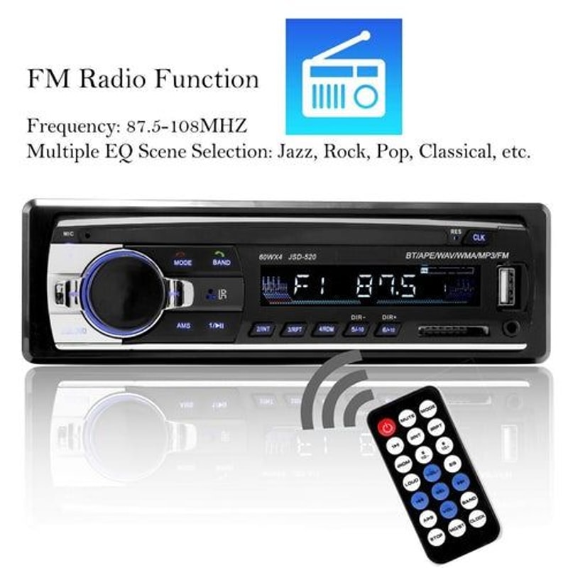 Bluetooth Car Stereo InDash FM Aux Input Receiver MP3 Player USB SD Radio HandsFree Calling High Ou