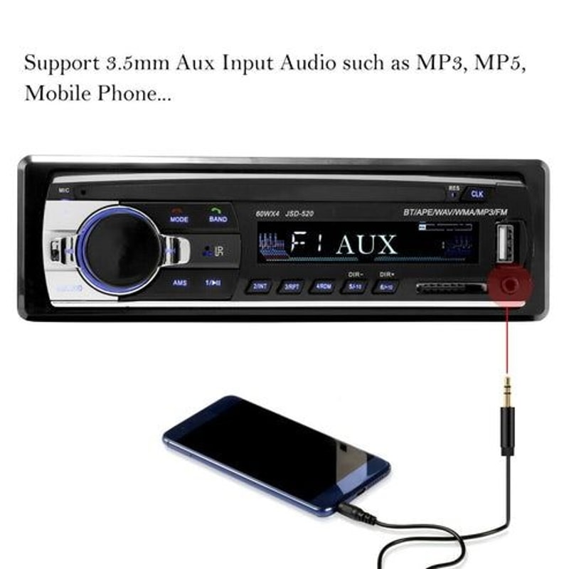 Bluetooth Car Stereo InDash FM Aux Input Receiver MP3 Player USB SD Radio HandsFree Calling High Ou