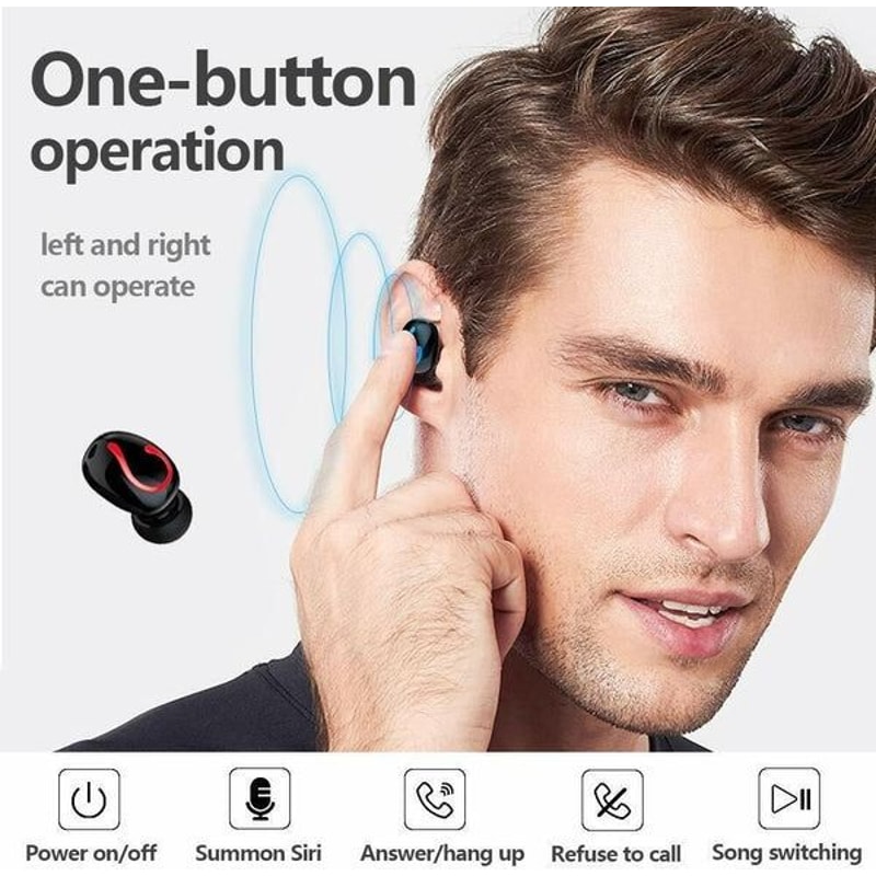 TWS Bluetooth Headset Wireless Earphones Mini Earbuds Stereo Headphones Waterproof HiFi Sound Noise 1