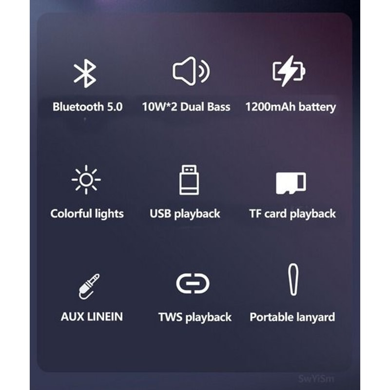 Waterproof Bluetooth Speaker Outdoor Stereo With Enhanced Bass USBTFFM Radio Loud Volume 1