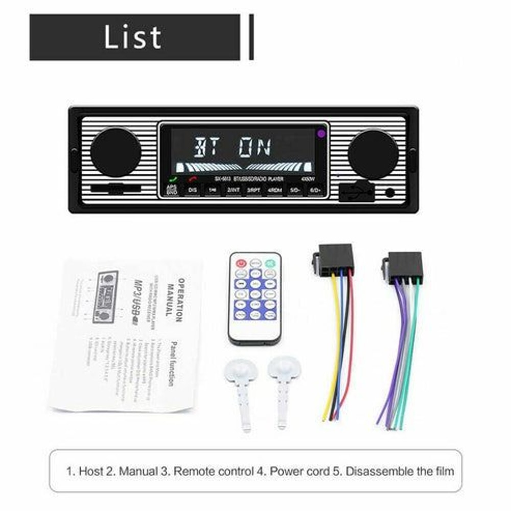 Classic Bluetooth Car Stereo FM Radio MP3 Player USB Audio Receiver AUX Remote Control Vintage Desi 9
