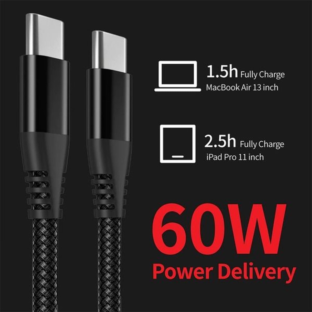 Fast Charging USBC TypeC Cable Braided Cord For MacBook Pro IPad Pro Samsung Galaxy 60W HighSpeed D 9