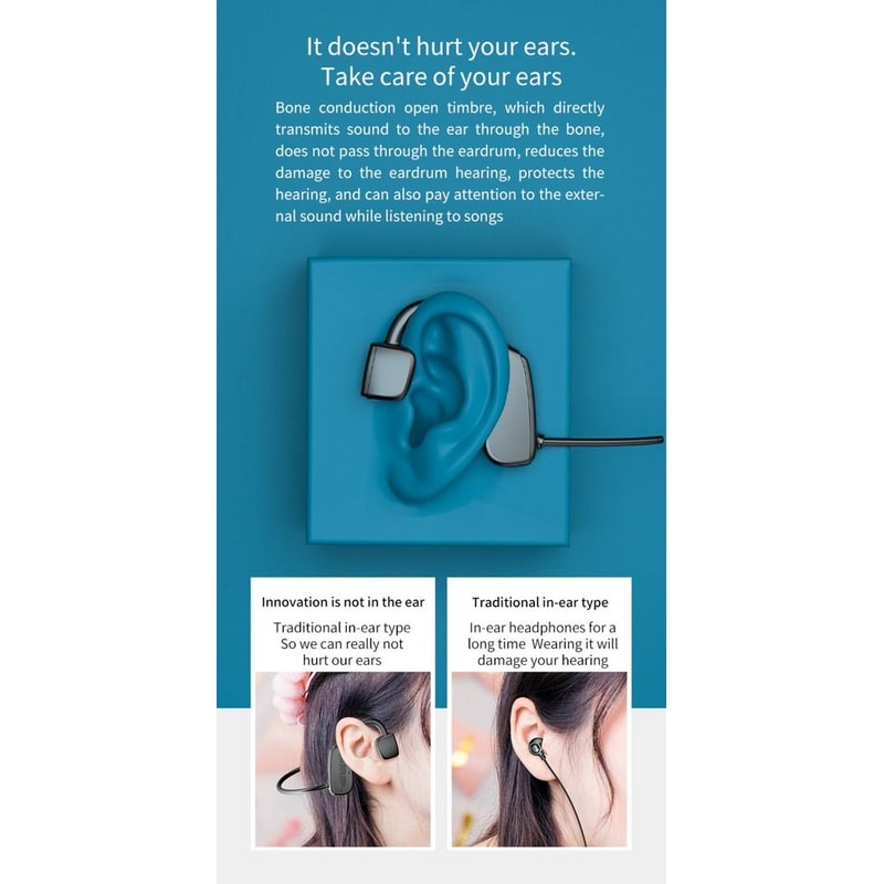 Bluetooth Bone Conduction Headphones Wireless Earbuds For Sports Open Ear Headset For Safe Listenin