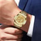Classic Stainless Steel Gold Mens Diamond Watch Waterproof Business Gift Elegant Quartz Watch 6