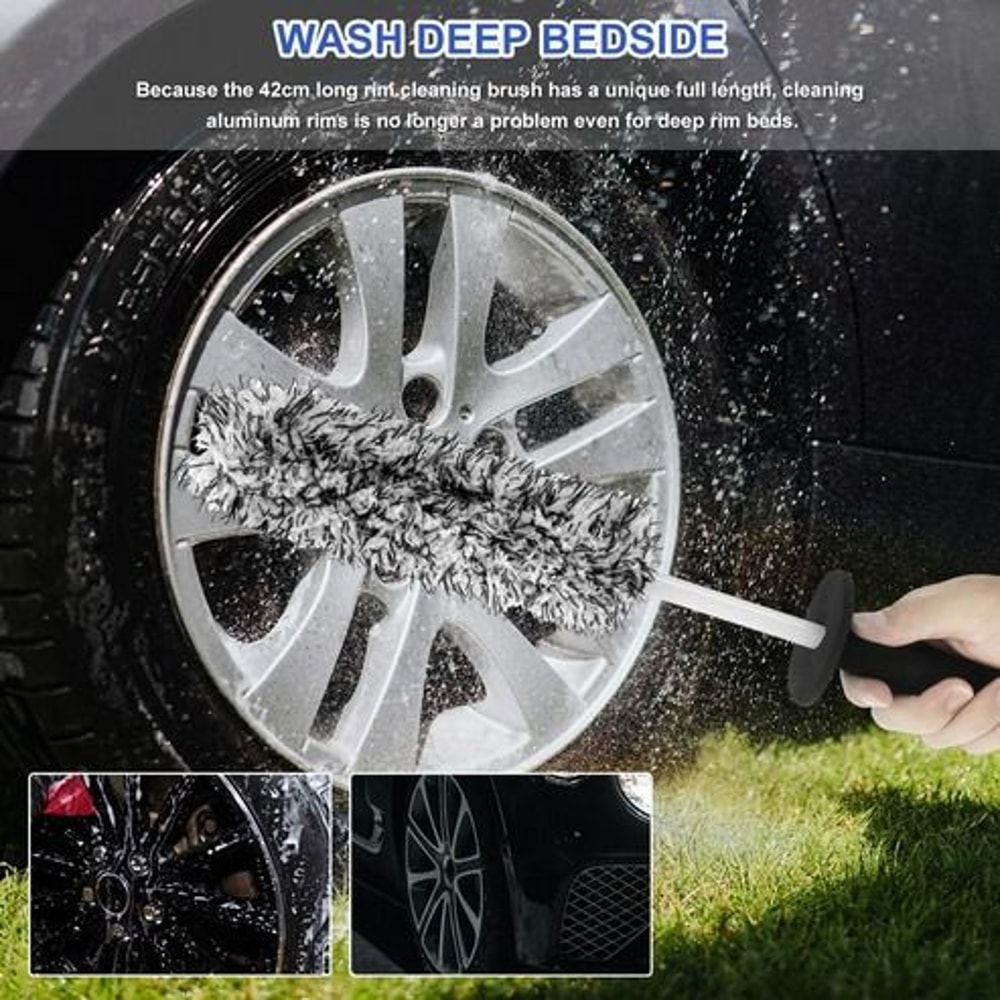 Soft Bristle Car Alloy Wheel Cleaning Brush Tool Tire Cleaner UltraFine Fiber Brush For Detailing W 1