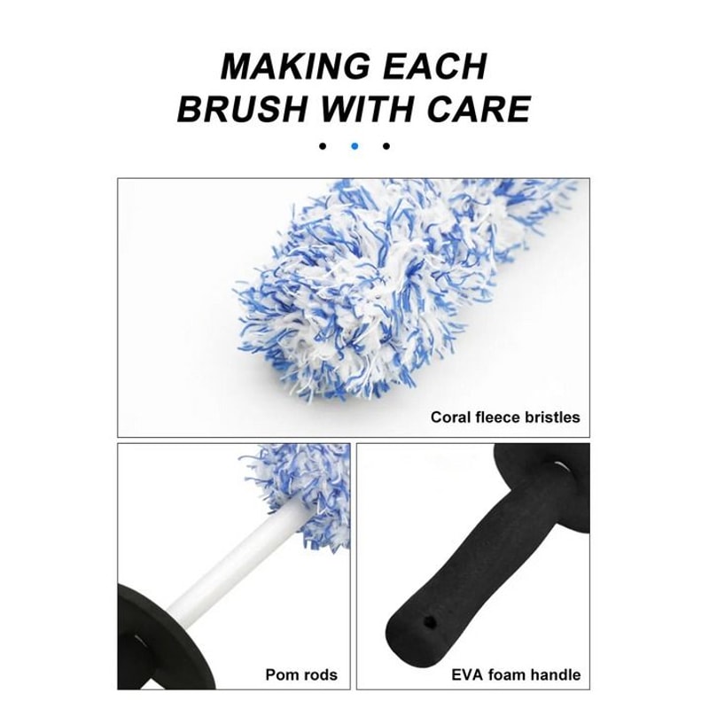 Soft Bristle Car Alloy Wheel Cleaning Brush Tool Tire Cleaner UltraFine Fiber Brush For Detailing W 3