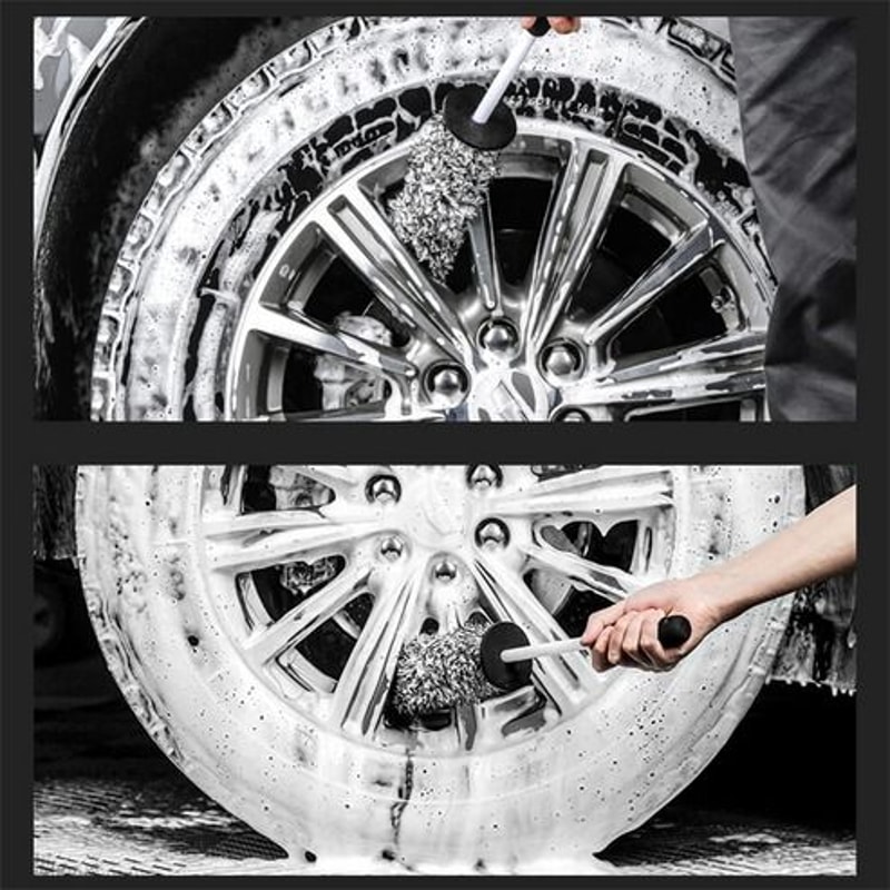 Soft Bristle Car Alloy Wheel Cleaning Brush Tool Tire Cleaner UltraFine Fiber Brush For Detailing W 4
