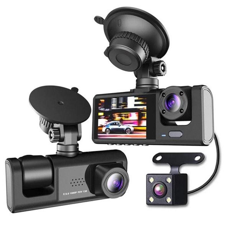 HD Car Dual Lens Dash Cam FrontRearInside Video Recorder Builtin GSensor Night Vision Technology 4