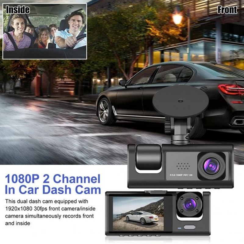 HD Car Dual Lens Dash Cam FrontRearInside Video Recorder Builtin GSensor Night Vision Technology 7