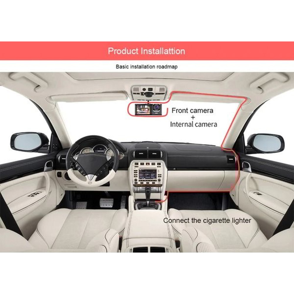 HD Car Dual Lens Dash Cam FrontRearInside Video Recorder Builtin GSensor Night Vision Technology 8