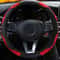 Red Black Leather Car Steering Wheel Cover Antislip Carbon Fiber Universal Fit 5