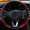 Red Black Leather Car Steering Wheel Cover Antislip Carbon Fiber Universal Fit 5