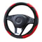 Red Black Leather Car Steering Wheel Cover Antislip Carbon Fiber Universal Fit 6