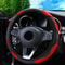 Red Black Leather Car Steering Wheel Cover Antislip Carbon Fiber Universal Fit 11