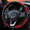 Red Black Leather Car Steering Wheel Cover Antislip Carbon Fiber Universal Fit 2