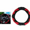Red Black Leather Car Steering Wheel Cover Antislip Carbon Fiber Universal Fit 3