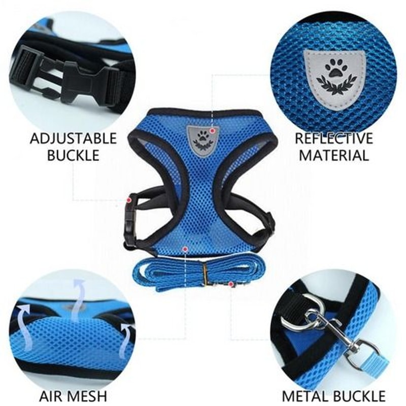 Adjustable Cat Dog Harness Reflective Control Vest Leash For Dogs Pet Safety 8