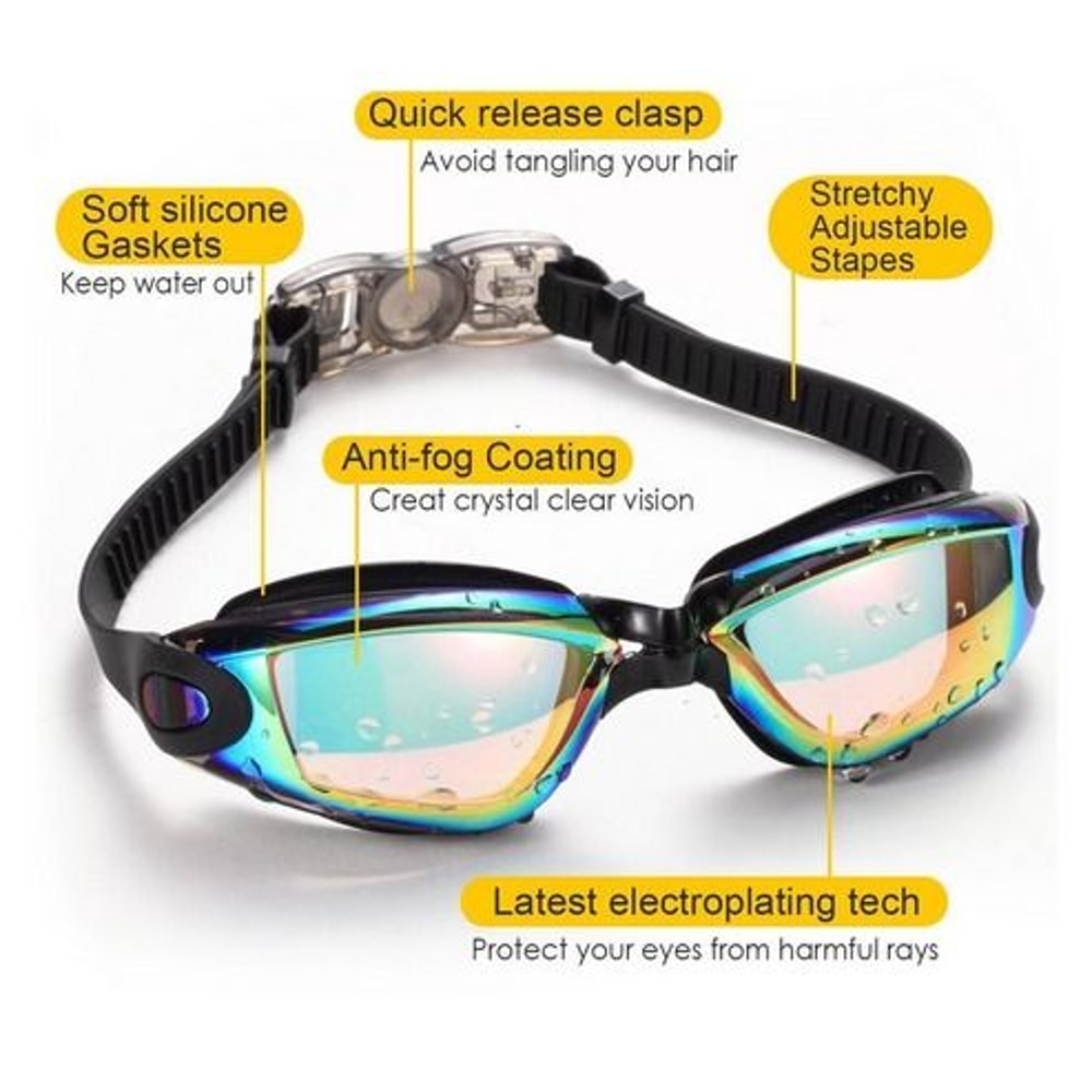 UV AntiFog Swim Goggles Clear Comfortable Glasses For Adults Kids Mirrored Lenses Perfect For Swim 20