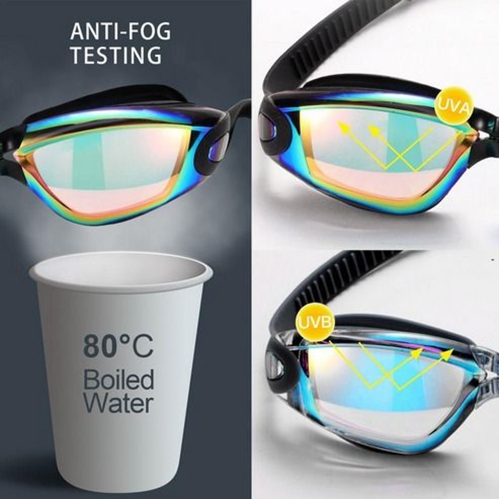 UV AntiFog Swim Goggles Clear Comfortable Glasses For Adults Kids Mirrored Lenses Perfect For Swim 15