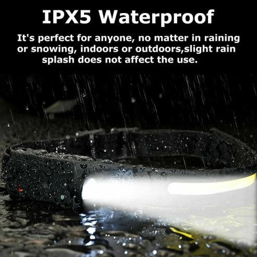 USB Rechargeable COB LED Headlamp Waterproof Headlight Torch Work Light Bar Adjustable Head Band La 2