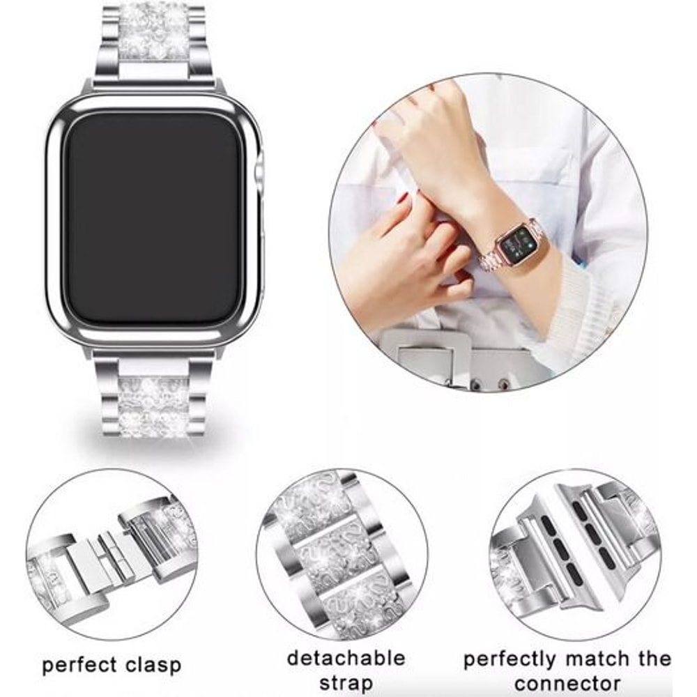 Bling Crystal Strap For Apple IWatch Stainless Steel Watch Band Case Compatible With Apple Watch Ul